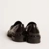 Chunky Loafer für Damen aus schwarzem Leder mit Nieten