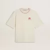 CNY-T-Shirt in Altweiß ohne Ärmel mit roter Stickerei CNY-T-Shirt in Altweiß ohne Ärmel mit roter Stickerei