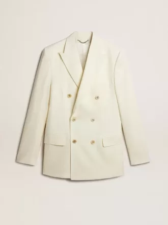 Cremefarbener Zweireiher-Blazer für Herren