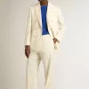Cremefarbener Zweireiher-Blazer für Herren
