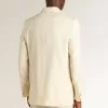Cremefarbener Zweireiher-Blazer für Herren
