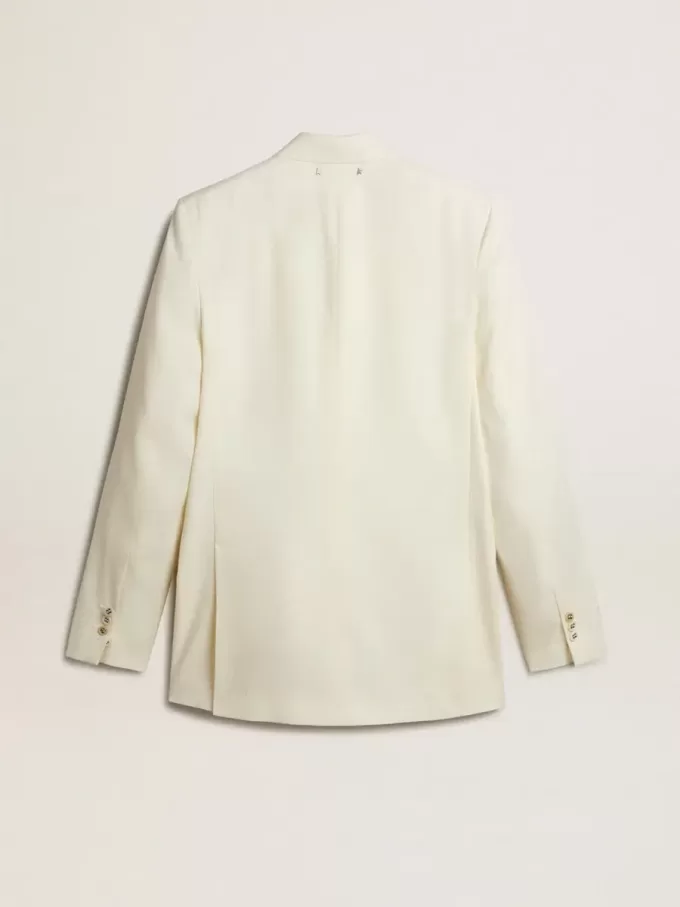 Cremefarbener Zweireiher-Blazer für Herren