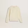 Cremefarbenes Sweatshirt für Mädchen mit Aufnäher-Schriftzug Cremefarbenes Sweatshirt für Mädchen mit Aufnäher-Schriftzug