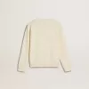 Cremefarbenes Sweatshirt für Mädchen mit Aufnäher-Schriftzug Cremefarbenes Sweatshirt für Mädchen mit Aufnäher-Schriftzug