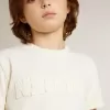 Cremefarbenes T-Shirt für Jungen mit geprägtem Logo