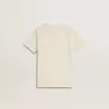 Cremefarbenes T-Shirt für Jungen mit geprägtem Logo