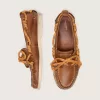 Cruise-Loafer für Damen aus tabakfarbenem Leder mit orangefarbenen Wanderschnürsenkeln