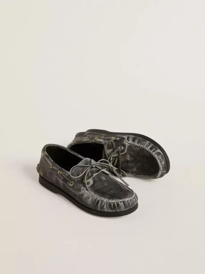 Cruise Teen Loafer aus schwarzem Leder mit Used-Look