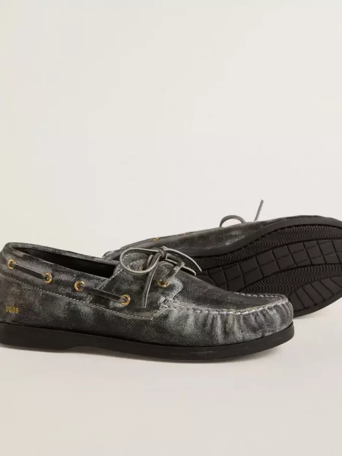 Cruise Teen Loafer aus schwarzem Leder mit Used-Look