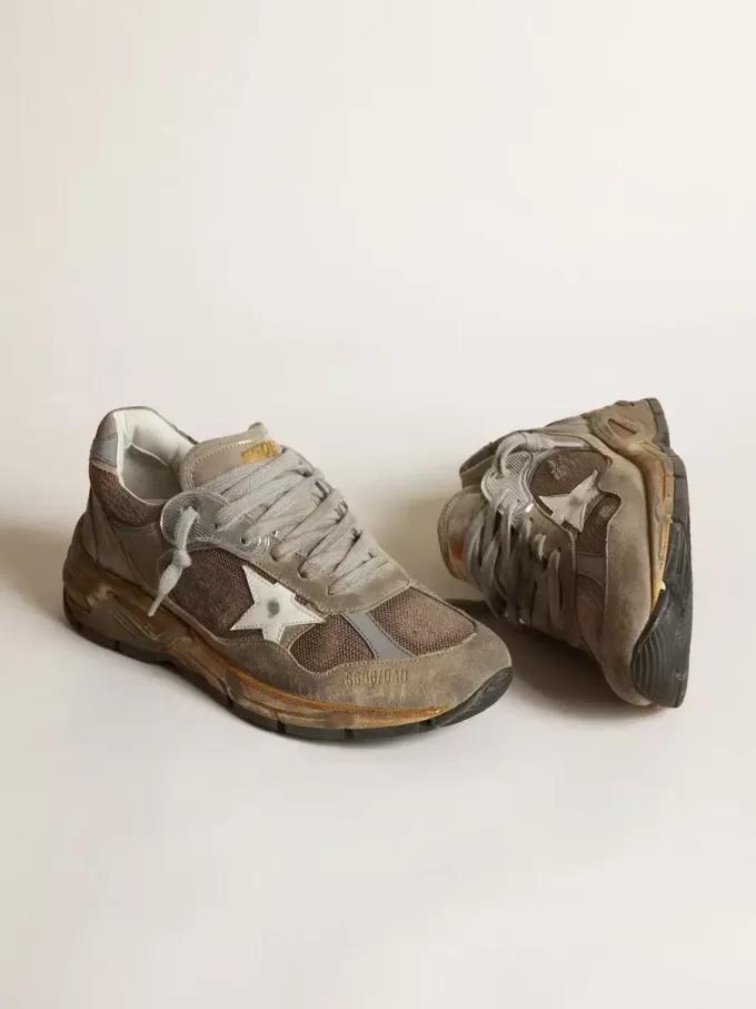 Herren-Sneaker Dad-Star aus taubengrauem Mesh und Wildleder
