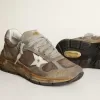 Herren-Sneaker Dad-Star aus taubengrauem Mesh und Wildleder