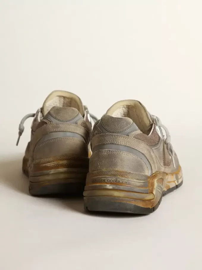 Herren-Sneaker Dad-Star aus taubengrauem Mesh und Wildleder