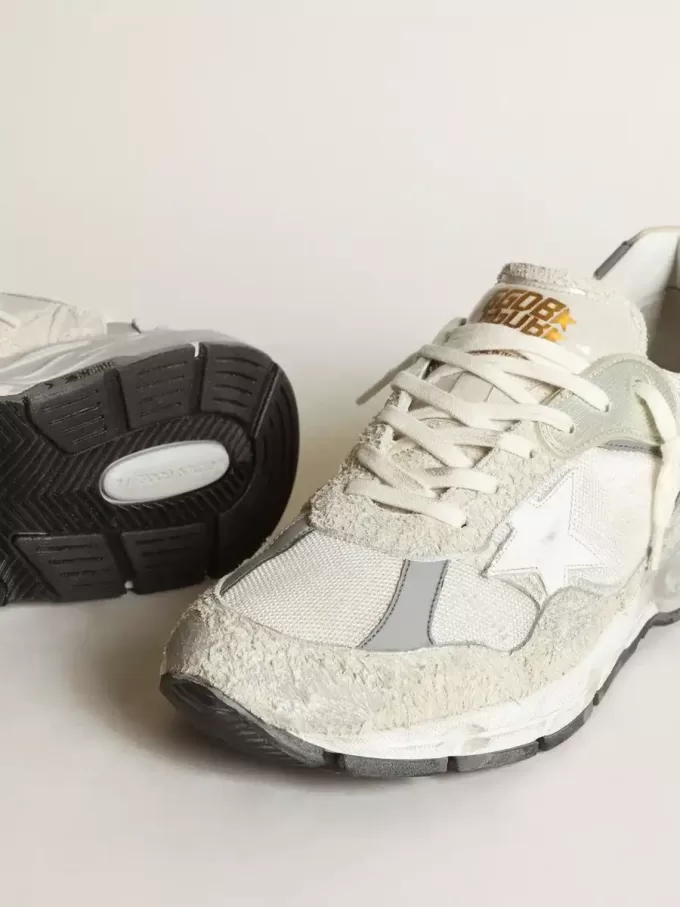 Dad-Star für Damen aus weißem Mesh und Wildleder