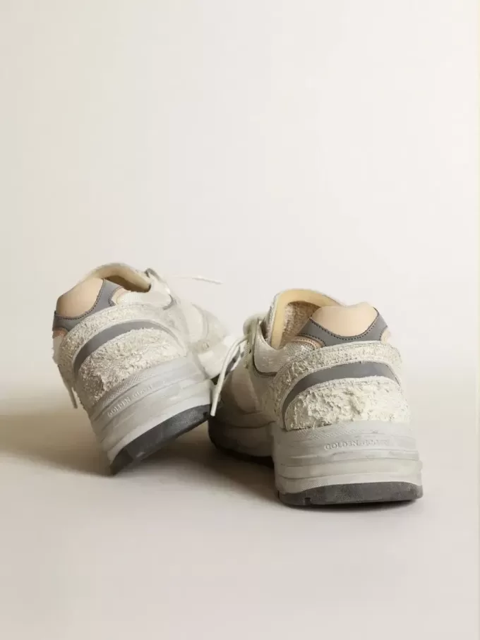 Dad-Star für Damen aus weißem Mesh und Wildleder