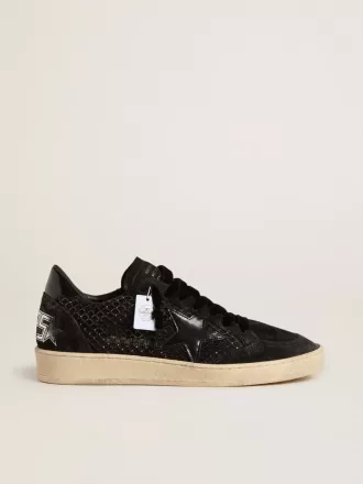 Damen-Ball Star aus Mesh mit Swarovski-Kristallen und schwarz laminiertem Lederstern und Fersenlasche Damen-Ball Star aus Mesh mit Swarovski-Kristallen und schwarz laminiertem Lederstern und Fersenlasche