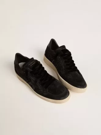 Damen-Ball Star aus Mesh mit Swarovski-Kristallen und schwarz laminiertem Lederstern und Fersenlasche Damen-Ball Star aus Mesh mit Swarovski-Kristallen und schwarz laminiertem Lederstern und Fersenlasche