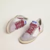 Damen Ball Star LTD aus lila Nylon mit weißem Lederstern und Wildledereinsätzen Damen Ball Star LTD aus lila Nylon mit weißem Lederstern und Wildledereinsätzen