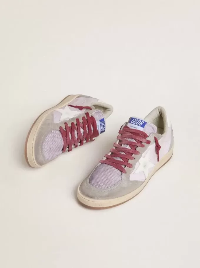 Damen Ball Star LTD aus lila Nylon mit weißem Lederstern und Wildledereinsätzen Damen Ball Star LTD aus lila Nylon mit weißem Lederstern und Wildledereinsätzen