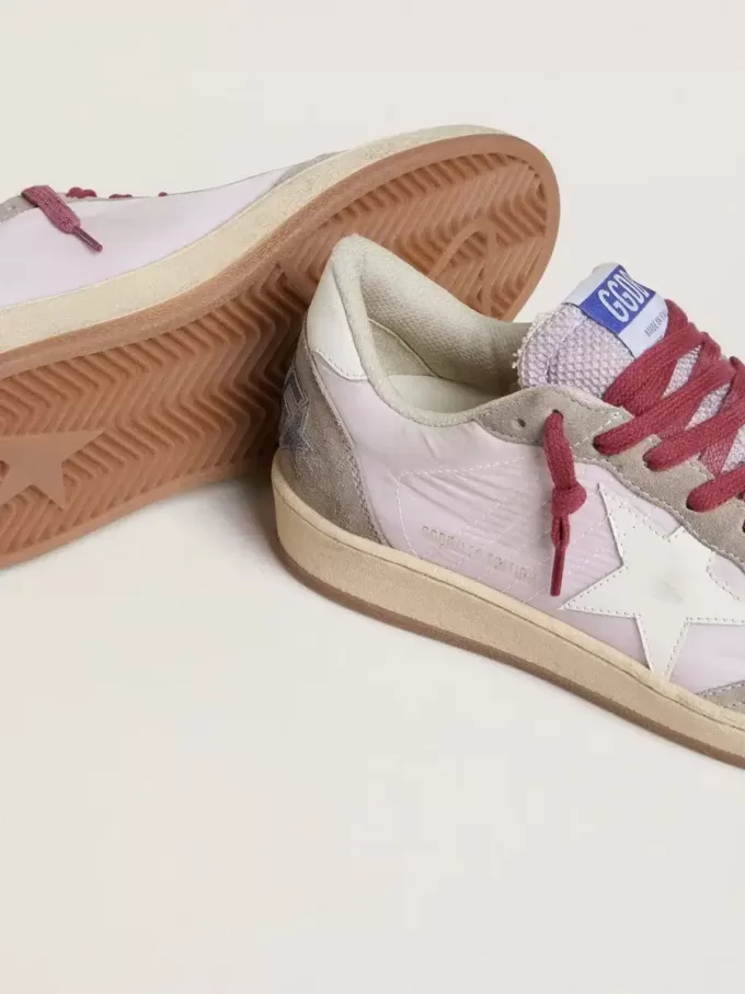 Damen Ball Star LTD aus lila Nylon mit weißem Lederstern und Wildledereinsätzen Damen Ball Star LTD aus lila Nylon mit weißem Lederstern und Wildledereinsätzen