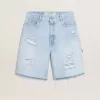 Damen-Bermudashorts aus Denim mit Used-Effekt