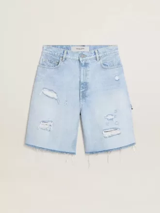 Damen-Bermudashorts aus Denim mit Used-Effekt