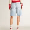 Damen-Bermudashorts aus Denim mit Used-Effekt