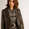 Damen-Bikerjacke aus Leder
