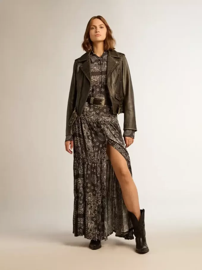 Damen-Bikerjacke aus Leder