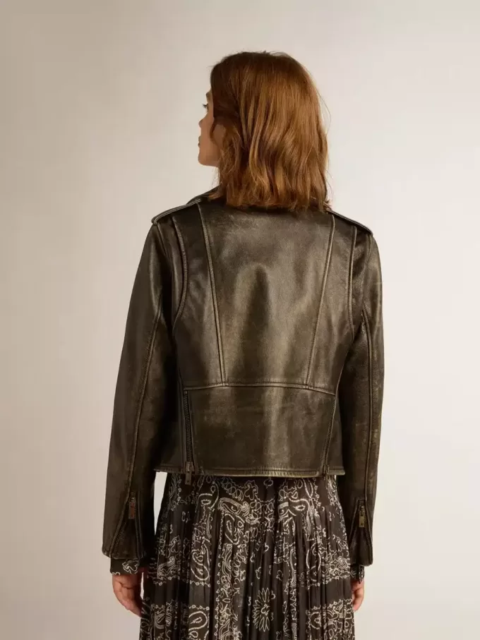 Damen-Bikerjacke aus Leder