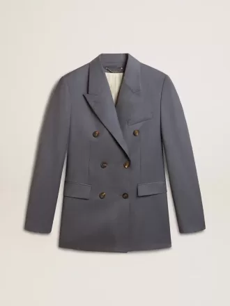 Damen-Blazer mit doppelter Knopfleiste in Babyblau Damen-Blazer mit doppelter Knopfleiste in Babyblau