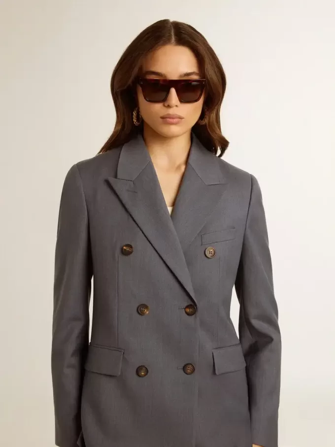 Damen-Blazer mit doppelter Knopfleiste in Babyblau