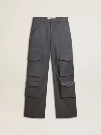 Damen-Cargohose aus babyblauer Wolle