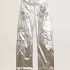 Damen-Cargohose aus silbernem Funktionsstoff Damen-Cargohose aus silbernem Funktionsstoff