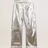 Damen-Cargohose aus silbernem Funktionsstoff Damen-Cargohose aus silbernem Funktionsstoff
