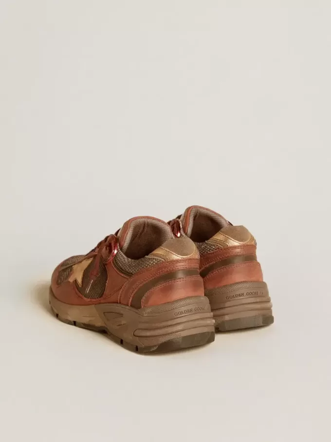 Damen-Dad-Star aus Nubukleder mit goldenem Lederstern und Fersenlasche aus Wildleder