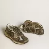 Damen-Dad-Star aus Wildleder und Nylon mit khakifarbenem Lederstern und Fersenlasche