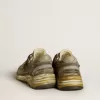 Damen-Dad-Star aus Wildleder und Nylon mit khakifarbenem Lederstern und Fersenlasche