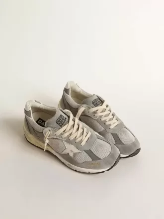 Damen-Dad-Star aus Wildleder und silbernem Mesh mit weißem Lederstern und Fersenlasche