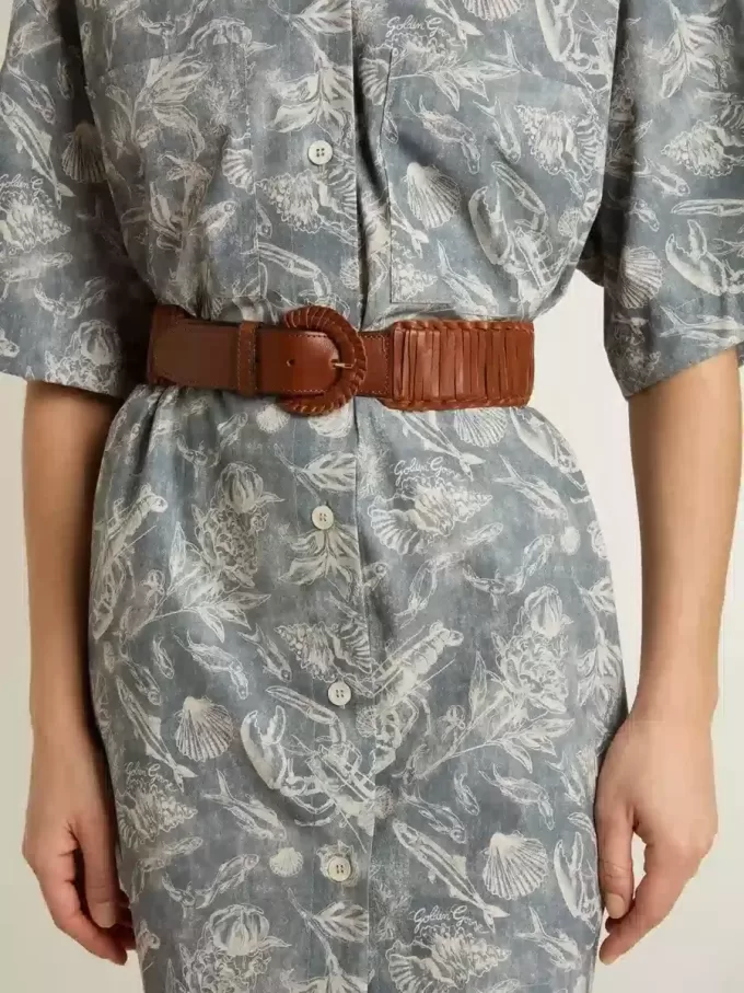 Damen-Gürtel aus gewebtem braunem Leder Damen-Gürtel aus gewebtem braunem Leder