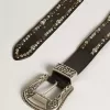 Damen-Gürtel aus schwarzem Leder mit Nieten