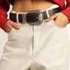 Damen-Gürtel aus schwarzem Leder mit Nieten