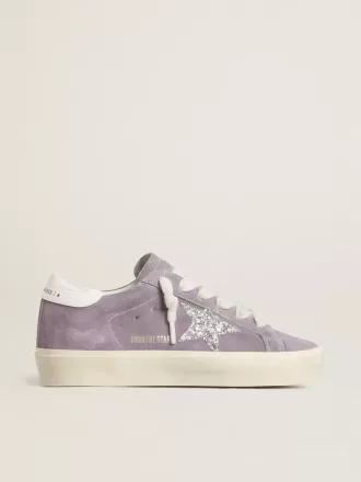 Damen-Hi-Star aus violettem Wildleder mit silbernem Glitzerstern