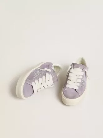 Damen-Hi-Star aus violettem Wildleder mit silbernem Glitzerstern
