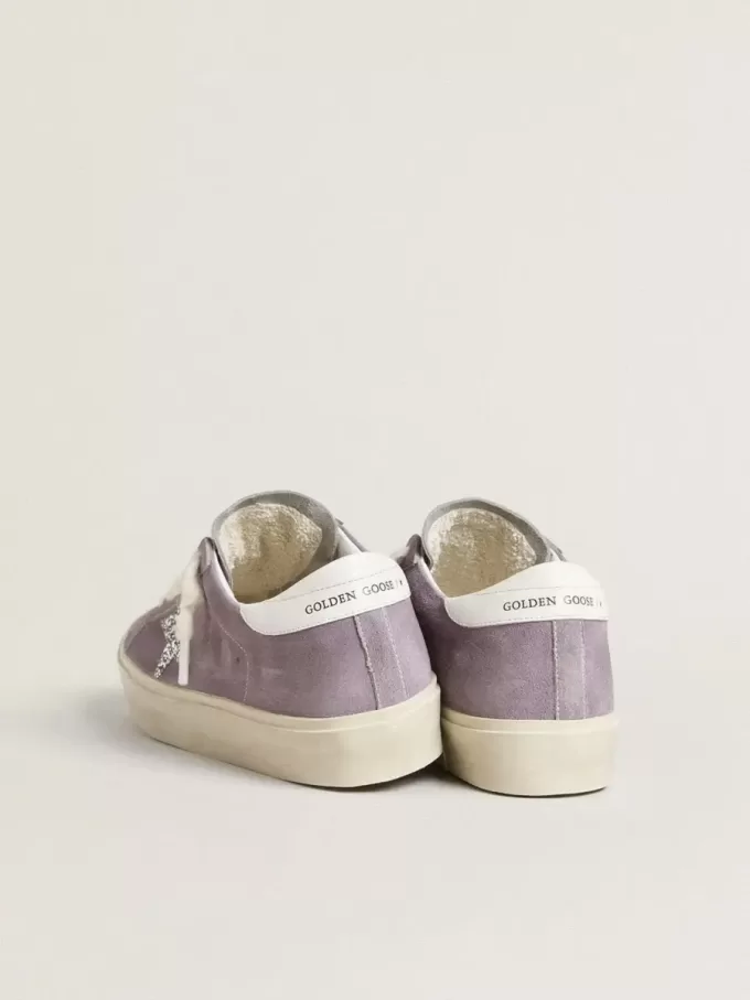 Damen-Hi-Star aus violettem Wildleder mit silbernem Glitzerstern