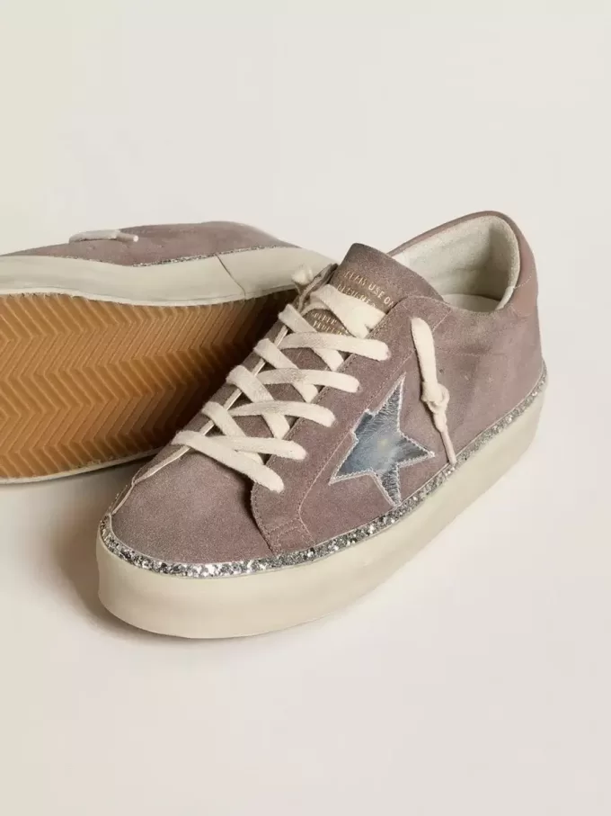 Damen-Hi-Star aus Wildleder mit silbernem Lederstern und Leder-Fersenlasche