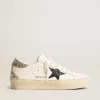 Damen-Hi-Star mit blauem Glitzerstern und platinfarbenem Glitzer-Fersenlasche