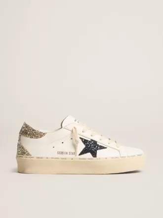 Damen-Hi-Star mit blauem Glitzerstern und platinfarbenem Glitzer-Fersenlasche