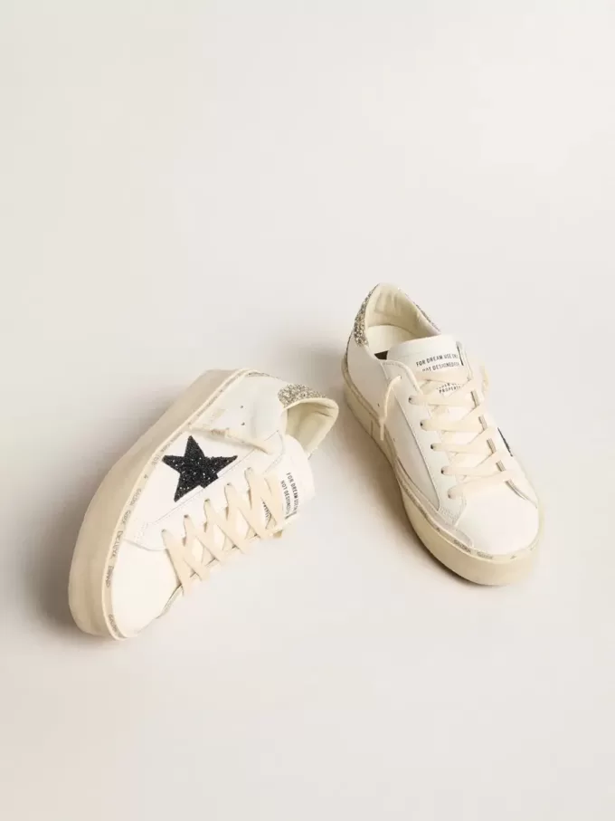 Damen-Hi-Star mit blauem Glitzerstern und platinfarbenem Glitzer-Fersenlasche