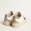 Damen-Hi-Star mit blauem Glitzerstern und platinfarbenem Glitzer-Fersenlasche