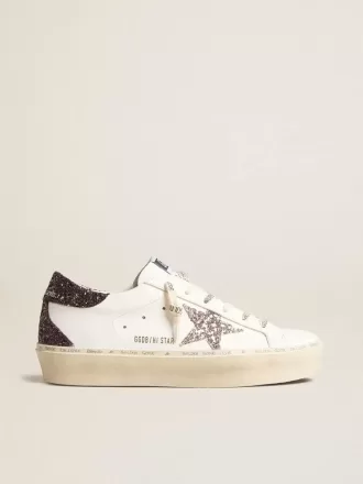 Damen-Hi Star mit silbernem Glitzerstern und rubinrotem Glitzer-Fersenlabel